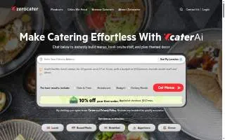 Zerocater of San Francisco website