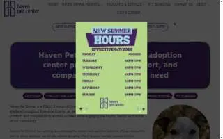 Haven Pet Center website
