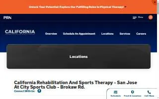 California Rehabilitation and Sports Therapy - San Jose at City Sports Club, Brokaw Rd website