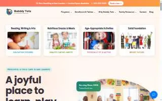 Bubbly Tots Learning Center website