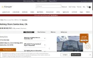 Ashley Store of Santa Ana website