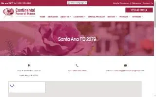 Continental Funeral Home Santa Ana website