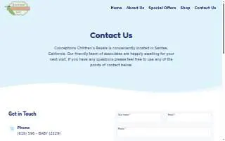 Conceptions Children's Resale website