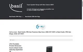 Basil Audio San Francisco Bay Area website