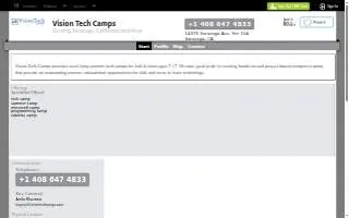 Vision Tech Camps website