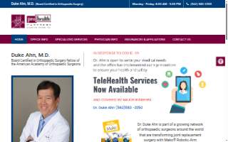 Duke Ahn MD's Orthopedic Clinic website