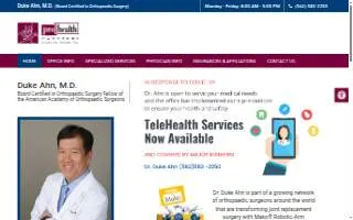 Duke Ahn MD's Orthopedic Clinic website