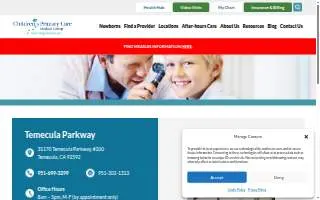 Children's Primary Care Medical Group Temecula website