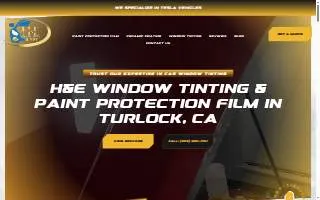 H & E Window Tinting & PPF website