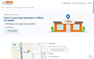 Cost-U-Less Insurance of Vallejo website
