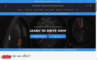 American Champions Driving School of Sacramento website