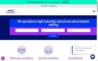Select Staffing of Whittier website