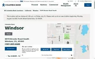 Columbia Bank of Windsor website