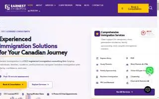 Earnest Immigration and Citizenship Services Inc. website