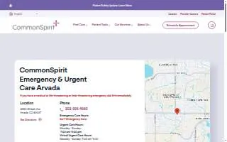 CommonSpirit Emergency & Urgent Care Arvada website