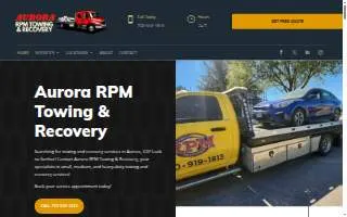 Aurora RPM Towing & Recovery website