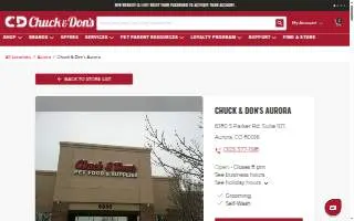 Chuck & Don's Pet Food & Supplies of Aurora website