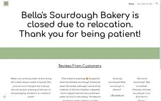 Bella's Sourdough Bakery website