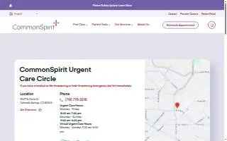CommonSpirit Urgent Care Circle website