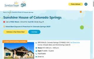 Sunshine House of Colorado Springs website