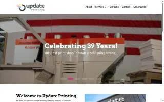 Update Printing Inc of Colorado Springs website