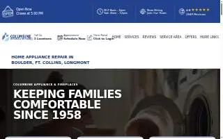 Columbine Appliance & Fireplaces of Boulder website