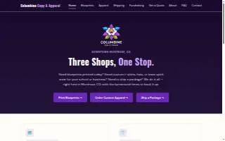 Columbine Copy & Apparel website