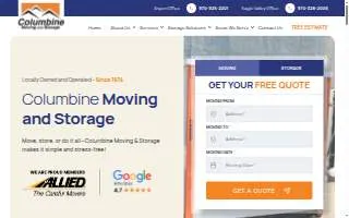 Columbine Moving & Storage website