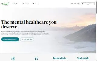 Trend Mental Health and Wellness website