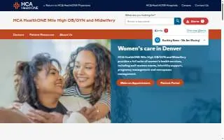 HCA HealthONE Mile High OB/GYN and Midwifery - Denver website