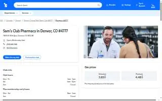 Sam's Club Pharmacy of Denver website