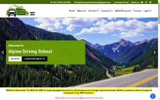 alpine driving school of Evans website