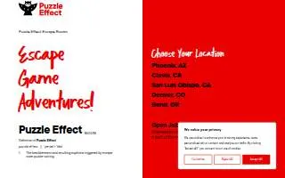 Puzzle Effect Escape Rooms website
