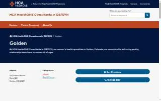 HCA HealthONE Consultants in OB/GYN - Golden website