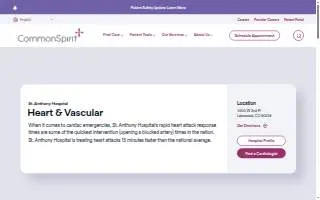 CommonSpirit St. Anthony Hospital Heart & Vascular Program website