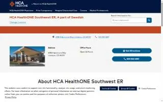 HCA HealthONE Southwest ER, A part of Swedish website