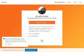 Clear Prosthodontics of Lone Tree, PC website