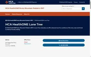 HCA HealthONE Rocky Mountain Pediatric ENT - Lone Tree website