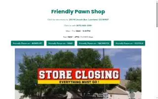 Friendly Pawn Shop of Loveland website