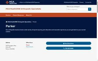 HCA HealthONE Orthopedic Specialists - Parker website