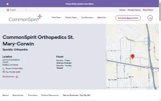 CommonSpirit Orthopedics St. Mary-Corwin of Pueblo website