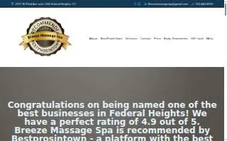 Breeze Massage Spa of Sherrelwood website