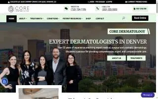 Core Dermatology of Sherrelwood website