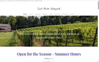 Lost Acres Vineyard of Bloomfield website