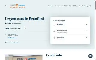 Hartford HealthCare-GoHealth Urgent Care website
