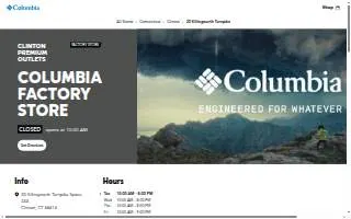 Columbia Factory Store of Clinton website