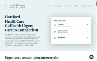 Hartford HealthCare-GoHealth Urgent Care website