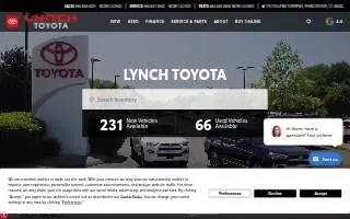 Lynch Toyota Body Shop website