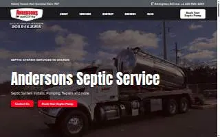 Andersons Septic Service of Westport website