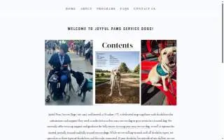 Joyful Paws Service Dogs of Windsor website